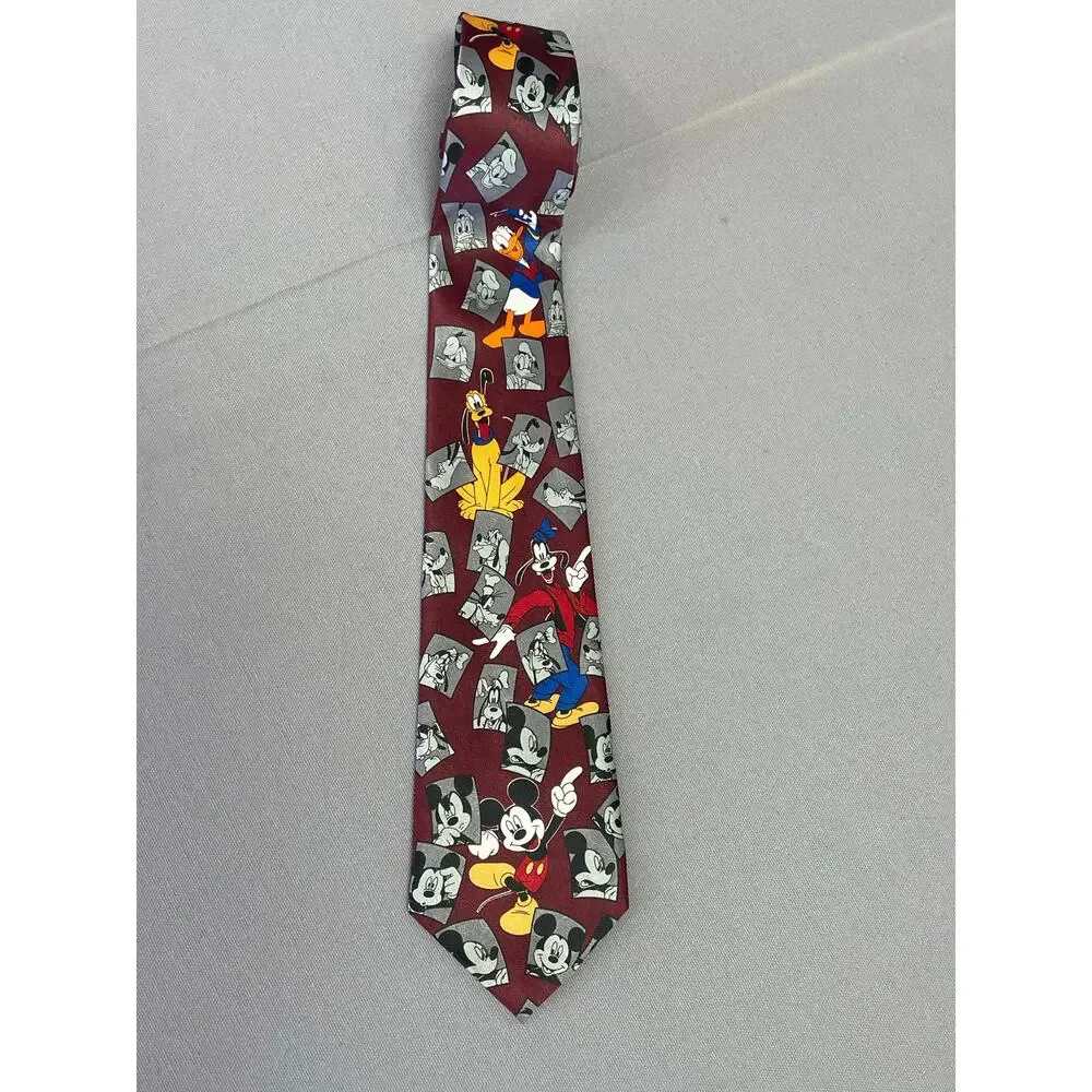 Disney Y2K Vintage Mickey Mouse Goofy &‎ Pluto Suit Neck Tie 90s Fun Quirky